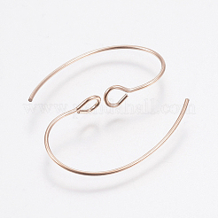 イオンプレーティング(IP) 304 ステンレススチール ピアスフック  垂直ループ付き  ローズゴールド  25x14x4mm  穴：3mm  ピン：0.7mm&nbsp;X-STAS-F148-05RG