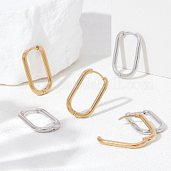 6 пара овальных серег-колец из нержавеющей стали 304 двух цветов&nbsp;EJEW-UN0003-04