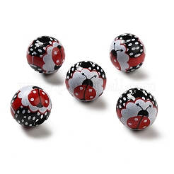 Perles rondes en bois imprimé&nbsp;LS-WOOD-C012-01A