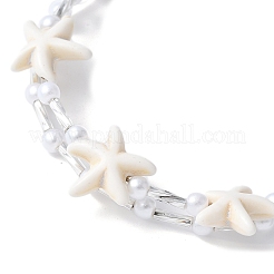 2шт. 2-х цветные браслеты из синтетических бирюзовых бусин BJEW-JB11588