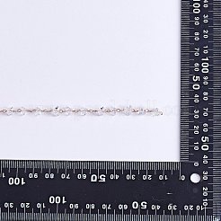クリアキュービックジルコニアチップビーズチェーン  銅アズキチェーン付き  ハンダ付け  ゴールドカラー  2000x4mm  約6.56フィート（2m）/ pc&nbsp;JX589A-02