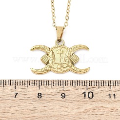 Ожерелья с подвеской в виде полумесяца и креста из нержавеющей стали 304 NJEW-M096-30G