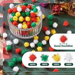 400 stücke 4 farben weihnachten handgemachte diy puppe handwerk pom pom garn pom pom bälle&nbsp;AJEW-TA0003-32