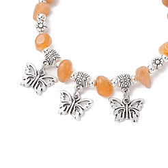 Браслеты из натурального красного авантюрина с бусинами&nbsp;BJEW-JB11819-06