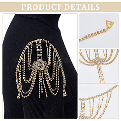 2 шт. латунь стразы сексуальный плечевой бюстгальтер цепочка для тела AJEW-WR0002-64