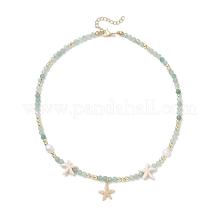 Ожерелья с подвесками в виде морских звезд из натурального окрашенного агата NJEW-JN05496-02