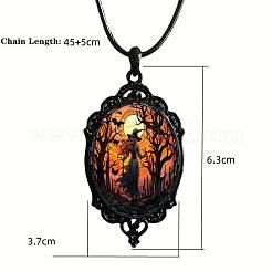 Овальные готические ожерелья из сплава стекла на Хэллоуин для женщин FS-WG73C21-03