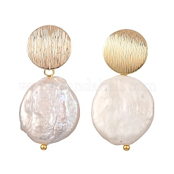 Boucles d'oreilles pendantes en perles keshi naturelles&nbsp;EJEW-JE07133-01