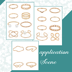 2 комплект из 2-х видов пластиковых колец-манжет с имитацией жемчуга RJEW-AN0001-07