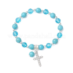 2 шт. браслеты с подвесками в виде крестиков из сплава со стразами BJEW-JB12882