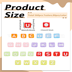 560шт 7 цвета прозрачные акриловые бусины&nbsp;TACR-LP0001-03