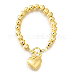 Браслеты с подвесками из латунных круглых бусин для женщин BJEW-D317-06G