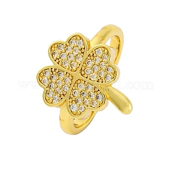 Латунные кольца-манжеты с микропаве и прозрачным цирконием для женщин RJEW-Q009-07G