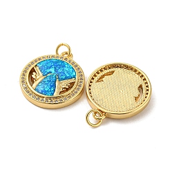Micro pavé de zircone cubique en laiton avec pendentifs en opale synthétique&nbsp;KK-D096-05A-01