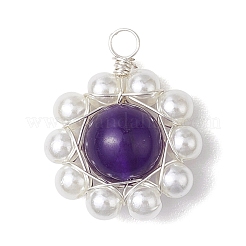 Pendentifs en jade malaisien naturel teinté enveloppés de fil de cuivre&nbsp;PALLOY-JF02925