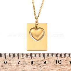 Ожерелья из нержавеющей стали 304 с подвеской в виде прямоугольника с сердцем для женщин&nbsp;NJEW-Z065-03G