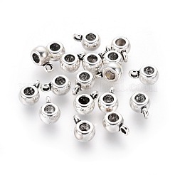 チベット風チューブベイル  ループベイル  保釈ビーズ  カドミウムフリー＆鉛フリー  アンティークシルバー  9x6x4mm  穴：1.5mm  内径：3mm&nbsp;X-WAB017H-AS-RS