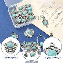 20 шт. 20 стиля тибетского стиля сплав паве синтетическая бирюза подвески и многорядные звенья фурнитура комплекты FIND-CJ0004-25