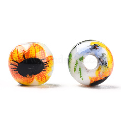 Perline di porcellana con stampa floreale&nbsp;PORC-E021-01A