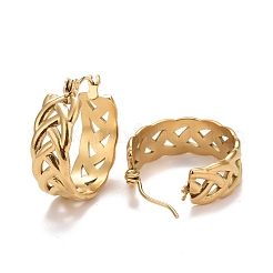 Плетеные серьги-кольца из нержавеющей стали 304 с ионным покрытием (IP) для женщин STAS-A057-17G