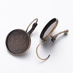 キャビネットに適したアンティークブロンズ真鍮フレンチフックピアスパーツ  20x32mm  フラットラウンドトレイ：18mm&nbsp;X-KK-G035-AB