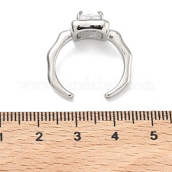 Anillos abiertos de latón con circonita cúbica/vidrio&nbsp;RJEW-C158-05P-02