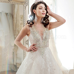 Воротник из полиэстера и цветочного кружева со стразами и вышивкой DIY-WH0304-901D