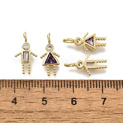 Pendentifs avec zircon cubiques à micro-pavés en laiton&nbsp;KK-D339-02G-02