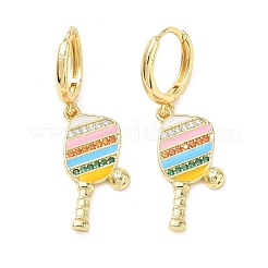 Boucles d'oreilles créoles en laiton avec micro pavé de zircone cubique pour femmes&nbsp;EJEW-A168-05G