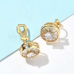 Серьги-клипсы из латунного микро-паве с прозрачными фианитами EJEW-A132-02A-G