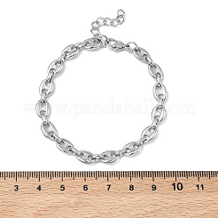 304ステンレススチールリンクブレスレット  コー​​ヒー豆  ステンレス鋼色  7.09インチ（18cm）&nbsp;BJEW-B169-02P