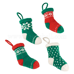 4 pièce 4 styles de décorations suspendues de chaussettes de Noël en polyester&nbsp;AJEW-TA0003-29A