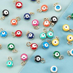 40 шт. 10-х цветные бусины из настоящей латуни с 18-каратным золотым покрытием и эмалью KK-NB0001-45