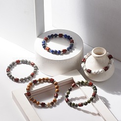 Эластичный браслет из бисера из смешанных драгоценных камней для женщин и мужчин BJEW-JB07732