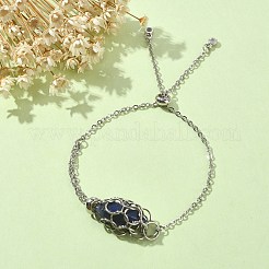 Braccialetti con cursore a maglie bullet in lapislazzuli naturali&nbsp;BJEW-JB09901-03