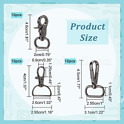 30 шт. 3 стиля шарнирные застежки-клешни из цинкового сплава FIND-WR0009-68B