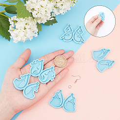 DIYバレエダングルイヤリングシリコンモールド  真鍮ピアスフックと鉄丸カン付き  ブルー  金型：5ピース/セット&nbsp;DIY-SC0013-50