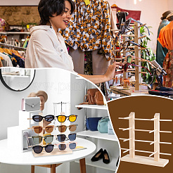 2-рядные деревянные подставки-органайзеры для очков с 8 слотами ODIS-WH0070-76