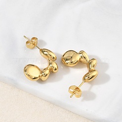 女性用304ステンレススチールスタッドピアス  イオンプレーティング（ip）  ゴールドカラー  20x6mm&nbsp;EJEW-K333-37G