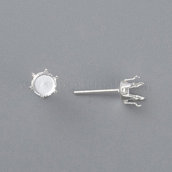 304ステンレススチールスタッドピアス金具  熊手のセッティング  銀  15x5mm  ピン：0.8mm&nbsp;STAS-D448-087S-5mm