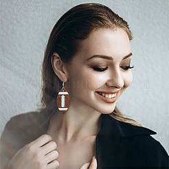 9 пара двухцветных сережек-подвесок из искусственной кожи с железными штифтами EJEW-FI0002-14