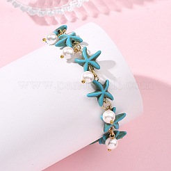 2 Stück Armband mit runden Muschelperlen und Anhängern in 2 Farben zum Thema Ozean&nbsp;BJEW-JB14133