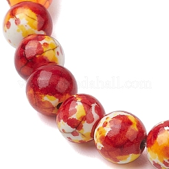 Braccialetti elasticizzati con perline sintetiche turchesi rotonde tinte&nbsp;BJEW-JB10610
