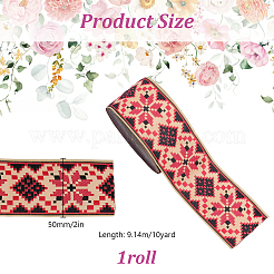 Rubans en polyester brodés à motifs losanges de style ethnique et floraux&nbsp;OCOR-WH0070-324A