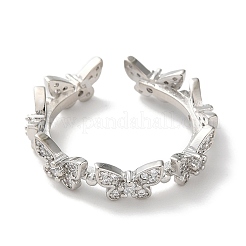 Открытые манжеты из латуни с фианитами RJEW-Z017-02P