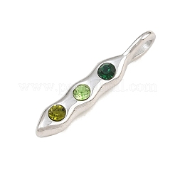 304ステンレスペンダント  ラインストーン付き  ポッドチャーム  ステンレス鋼色  23x4.5x5mm  穴：4x2.5mm&nbsp;RB-CBA40D0-02P