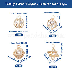 16 шт. 4 подвески из латуни с прозрачным кубическим цирконием&nbsp;ZIRC-PJ0001-08