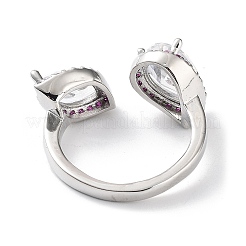 Стойка «конский глаз» и «капелька» с покрытием из латуни с микропаве и открытыми кольцами из кубического циркония RJEW-D020-08P