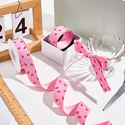 1 рулон односторонних полиэстеровых лент с принтом в виде клубники/цветка&nbsp;DIY-CY0002-17B