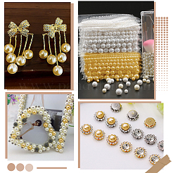 DIYビーズキット  イミテーションパールアクリルビーズを含む  ABSプラスチックビーズ  ブラック  8~16mm  360個/セット&nbsp;DIY-PA0001-14A
